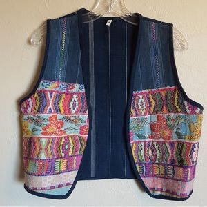 Vintage embroidered boho vest size small